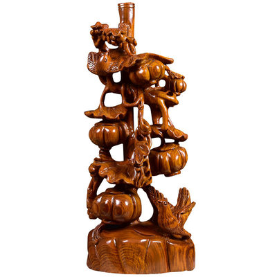 黃花梨木雕南瓜仿古工藝品 匠心獨運(yùn)的雕刻雅玩